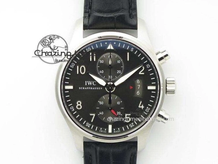 MIROTIME 0723 Pilot Chrono SS IW387809 ZF 1:1 Best Edition Silver Dial Blue Numbers On Blue Leather Strap A Lightweight 7263